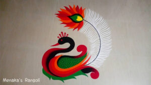 Artistic peacock rangoli design