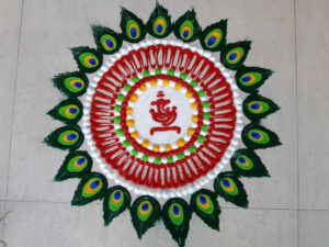 Mayurpankh & Ganesha Rangoli Design