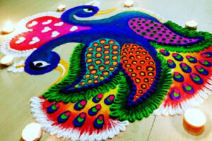 Peacock & Lotus Motif Rangoli Designs
