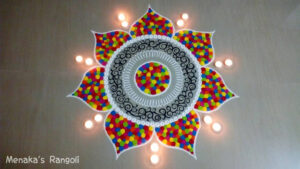 Multi-colored rangoli design