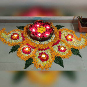 Flower with flowers rangoli design
