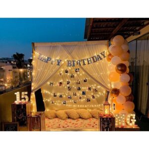 night birthday decoration on terrace