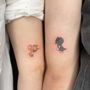 Tom and Jerry Animated Couple Tattoos